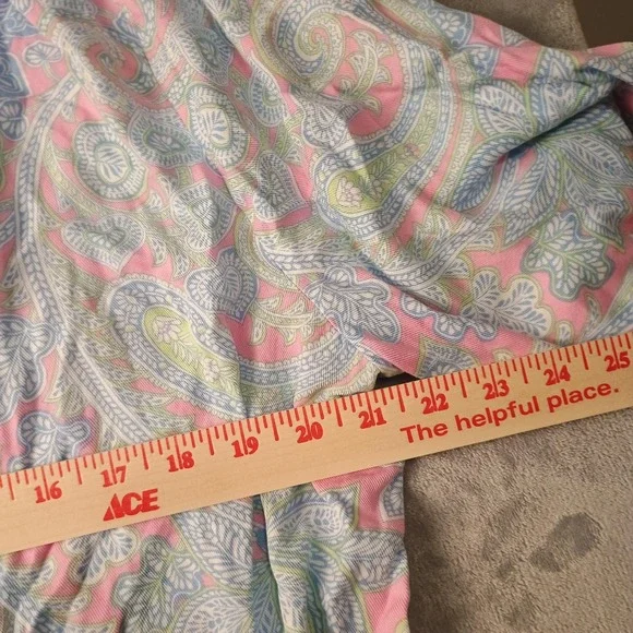 Ruby Rd. Blouse Womens XL Pink Paisley Henley 3/4 Sleeve Tunic Top Lightweight - Picture 8 of 10